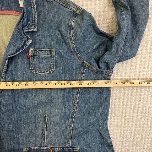 Vintage Levis Denim Jean Jacket Women's 3X Blue Western Outdoors Button Up - Picture 6 of 8